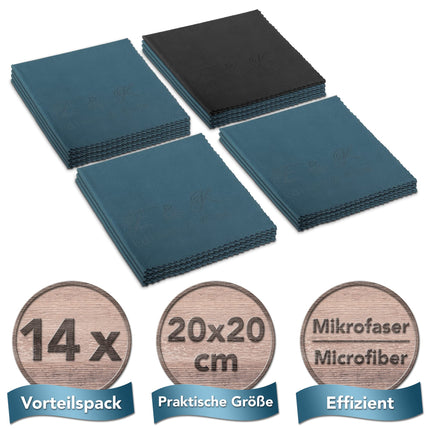 Briļļu tīrīšanas lupatiņas 14 gabalu iepakojumā - mikrošķiedras lupatiņas īpašā izmērā 20x20cm