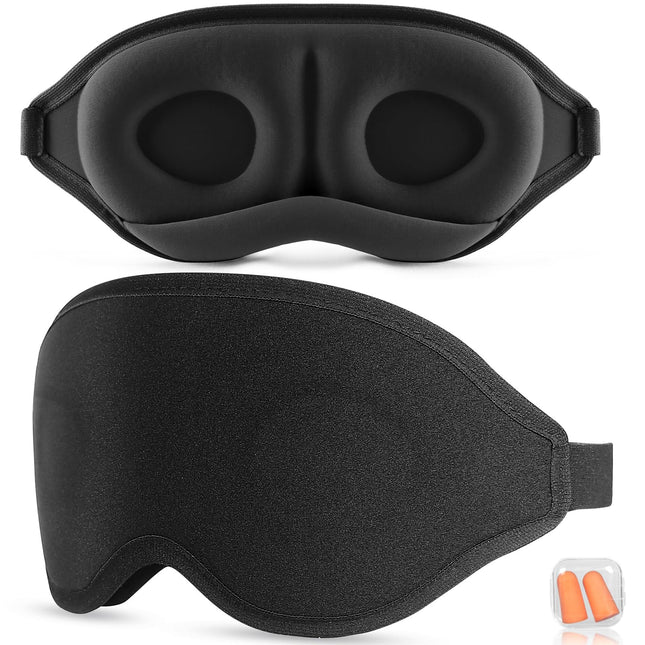 Aosun miega maska ​​sānu gulētājiem, 2024. gada uzlabotas 3D acu maskas miega maskas vīriešiem un sievietēm, 100% gaismu bloķējoša miega maska ​​ar regulējamu elastīgu siksnu ceļojumiem (melna)