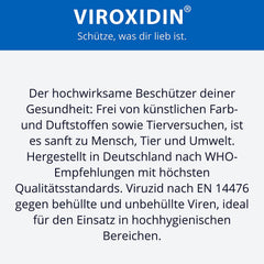 Viroxidin roku dezinfekcijas līdzeklis - 500 ml Eurodispenser pudele - pretvīrusu iedarbība - iznīcina 99% baktēriju - 83% spirta (etanola) - ierīvējams roku dezinfekcijas līdzeklis pret baktērijām, vīrusiem un sēnītēm - 500 ml (430 g)