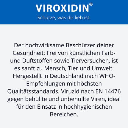 Viroxidin roku dezinfekcijas līdzeklis - 500 ml Eurodispenser pudele - pretvīrusu iedarbība - iznīcina 99% baktēriju - 83% spirta (etanola) - ierīvējams roku dezinfekcijas līdzeklis pret baktērijām, vīrusiem un sēnītēm - 500 ml (430 g)