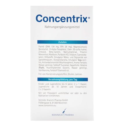 Concentrix® izmēģinājuma iepakojums, 60 kapsulas koncentrēšanās un uzmanības uzlabošanai