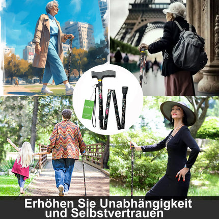 BeGrit saliekams spieķis sievietēm, spieķis, krāsainas, melnas dāvanas sievietēm, elegants, regulējams augstums, spieķis, ziedi, kruķi, dāvanas mātei, vīriešiem, dzimšanas diena, Pateicības diena, jaunais gads