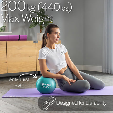 Pilates bumba korsetei līdzsvaram - jogas bumba ar pretplīsumu - neslīdoša PVC - vingrošanai, fitnesam, fizioterapijai - viegla - viegli piepūšama - 200 kg, maksimālais svars - 23 cm, 200 g - 4