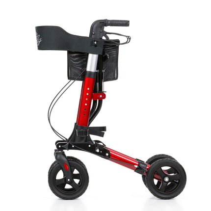 REHASHOP vieglais rollators Butterfly, sarkans, ar mīkstām riepām un spieķa turētāju - salokāms un viegls