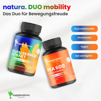 PEA kapsulas | MIKRONIZĒTS: 600 mg palmitoiletiololamīda vienā kapsulā | 120 kapsulas | 100% tīri zirņi, laboratoriski pārbaudīti | Ražots Vācijā — SUPPLENATURA®
