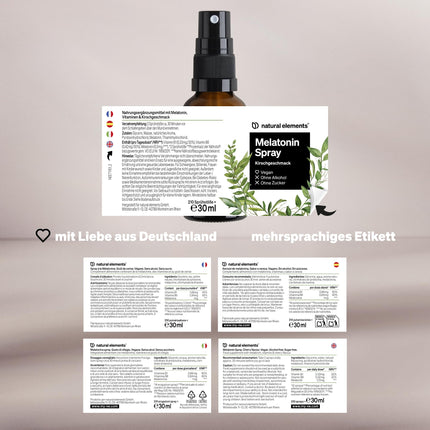 Melatonīna aerosols ar ķiršiem – 0,5 mg melatonīna dienā – bez cukura – ar B1 un B6 vitamīniem – 30 ml, vegāns, ražots Vācijā
