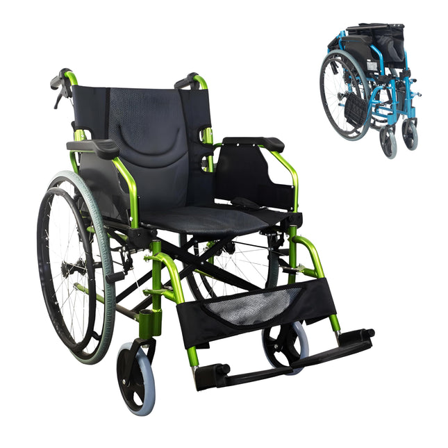 Mobiclinic®, Ratiņkrēsls, Bolonia, Alumīnijs, Salokāms un viegls, Salokāma dalīta atzveltne, Noņemams kāju balsts, Roku balsti, Pieaugušajiem, Zaļš
