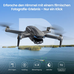 DEERC EIS 4K kameras drons ar 2 asu stabilizatoru pieaugušajiem, D65 RC droni zem 249 g, GPS seko man, 26 min. Ilgs lidojuma laiks, 5G attēla pārraide, vieda atgriešanās, profesionāls pilns komplekts iesācējiem, C0