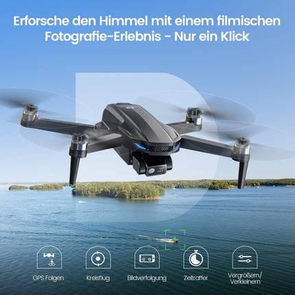DEERC EIS 4K kameras drons ar 2 asu stabilizatoru pieaugušajiem, D65 RC droni zem 249 g, GPS seko man, 26 min. Ilgs lidojuma laiks, 5G attēla pārraide, vieda atgriešanās, profesionāls pilns komplekts iesācējiem, C0