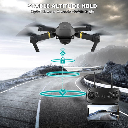 Drons ar kameru 1080P drons iesācējiem RC kvadrokopteru drons bērniem, FPV mini drons, augstuma noturēšana, pacelšanās/nosēšanās ar vienu taustiņu, 3D apgriešana. Dāvanas meitenēm/zēniem (Dark-011)