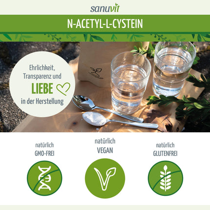 Sanuvit® - NAC pulveris | 150 g iepakojumā | 6 mēnešu krājumi | N-acetil-L-cisteīns ​​| Augsta biopieejamība un panesamība | Vegāns | Ražots Austrijā