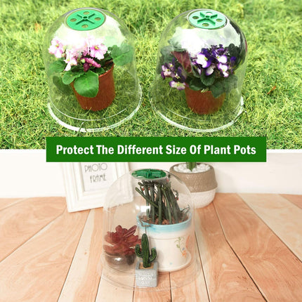 LATERN 6 dārza augu vāku iepakojums, 26 cm x 20 cm atkārtoti lietojams plastmasas mini siltumnīcas zvaniņš aizsardzībai pret salu – ar 10 augu etiķetēm, 18 stiprinājuma tapām