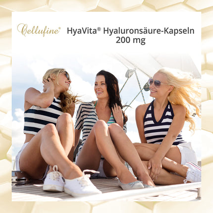 Cellufine® HyaVita hialuronskābe 150 kapsulas – augstas devas, augstas molekulmasas, bezglutēna, vegānas – 150 bezglutēna kapsulas ar HyaVita hialuronskābi | dabīgs un bez konservantiem