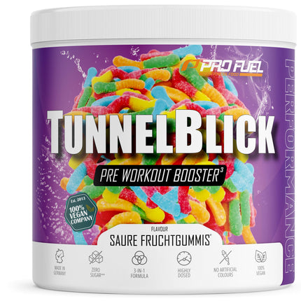 Pre-Workout Booster³ SKORU AUGĻU KOŠĻĀJAMĀS KONFEKTES 440g - neticami gardas - TUNNELBLICK Training Booster³ ar citrulīnu, arginīnu, taurīnu, kofeīnu, guarānu un magniju - optimāli dozētas - 100% vegānas