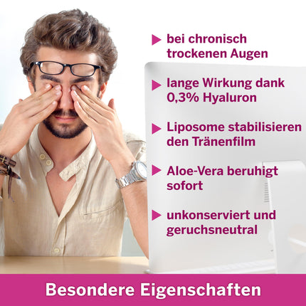 Ocuvers Complete acu aerosols ar 0,3% hialuronskābi, liposomām, alveju, B5 vitamīnu un E vitamīnu - acu aerosols sausām acīm - alternatīva acu pilieniem, 10 ml
