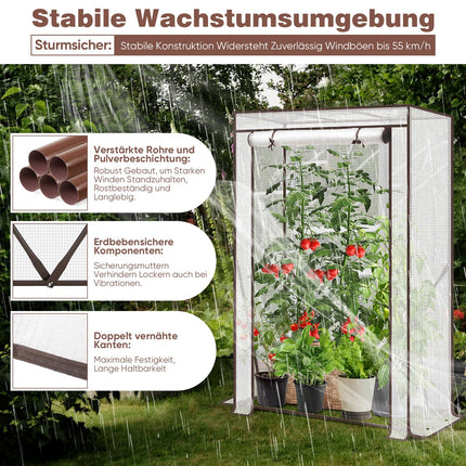 Sekey siltumnīca maza 150x100x50 cm, tomātu siltumnīca, plastmasas siltumnīca, tomātu siltumnīca, balkons, iekštelpām/āra lietošanai - stabila, ziemai izturīga un viegli saliekama, balta