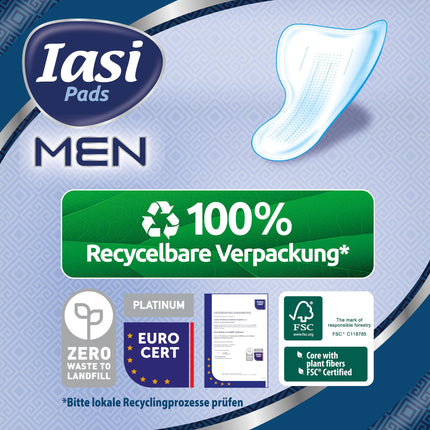 IASI Men Super Level 3, ieliktnīši vieglas līdz vidēji smagas urīna noplūdes gadījumā vīriešiem, 10 gabali