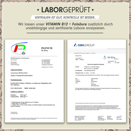 VITAMĪNS B12 lielā devā - 365 tabletes ar 500µg B12 vitamīna + 200µg Biofolate® folskābes - metilkobalamīns, adenozilkobalamīns un hidroksokobalamīns, B12 vitamīns - laboratoriski pārbaudīts ar sertifikātu - 100% vegāns