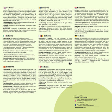 Berberīns 500 mg — 4 mēnešu krājumi — 120 vegānas berberīna kapsulas — 1 kapsula dienā — bez magnija stearāta — By WeightWorld