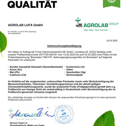Bromelain Intenso - 750 mg (7500 FIP) - 120 kuņģa sulu izturīgas kapsulas - Īpaši augsta deva - Dabīgs ananāsu ekstrakts - Vegāns