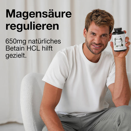 Betaīna hidrohlorīds 650 mg - 240 kapsulas - tabletes pret grēmām - augsta deva - ražots Vācijā un laboratorijā pārbaudīts - vegāns - betaīna hidrohlorīds
