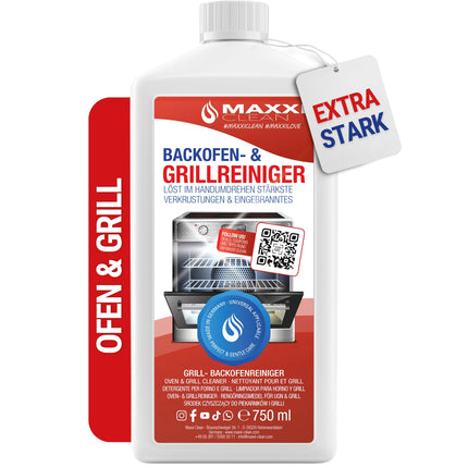 MAXXI CLEAN | Cepeškrāsns un grila tīrīšanas līdzeklis — oriģināls | 750 ml želejas pastas | pašdarbības tīrīšanas līdzeklis un tauku noņēmējs | cepeškrāsnij, plīts virsmai un grilam | noņem spītīgus nosēdumus