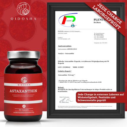 QIDOSHA® astaksantīns 12 mg no ES izejvielām un olīveļļas, 90 gab./burciņā, 12 mg lielas astaksantīna devas vienā kapsulā, šķidrs astaksantīns ar lielu devu no Portugāles aļģu audzēšanas
