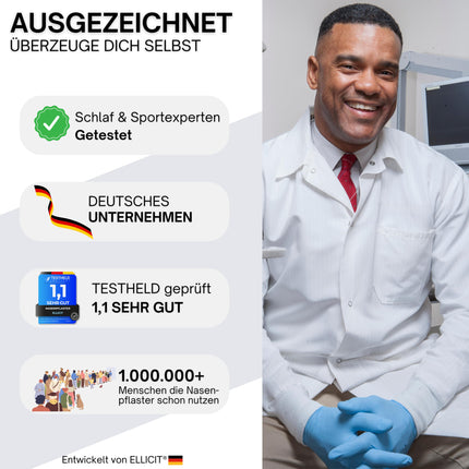 Ellicit® deguna plāksnītes, melnas, 30 gab. iepakojumā, augstas kvalitātes deguna plāksnītes, pret krākšanu, papildu atbalsts sportam un labāka miega kvalitāte, labāka elpošana ar aizliktu degunu, deguna plāksnītes [universāls izmērs]