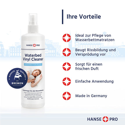 HANSE PRO ūdensgultas kopšanas komplekts: 1 x 250 ml ūdensgultas kondicionieris + 1 x 250 ml ūdensgultas vinila tīrīšanas līdzeklis | Ūdensgultas kopšana ar kondicionieri un vinila tīrīšanas līdzekli