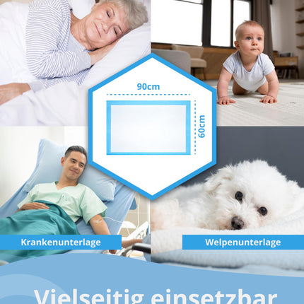 ViaMol® Premium vienreizējās lietošanas ieliktņi urīna nesaturēšanai – 25 x pārtinamie ieliktņi – mīksti un ērti, absorbējoši 1400 ml/m² – Premium medicīniskie ieliktņi 60x90 cm, 5 slāņu