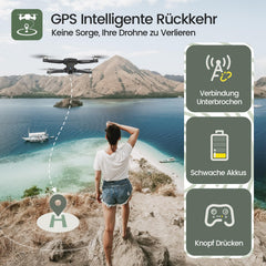 Holy Stone HS175D salokāms GPS drons ar 4K HD kameru, RC kvadrokopters ar 46 minūšu darbības rādiusu. Ilgs lidojuma laiks, seko man, bezsuku motors, lidojuma pieskāriens, interešu punktu augstuma saglabāšana, salokāms drons iesācējiem un pieaugušajiem, C0