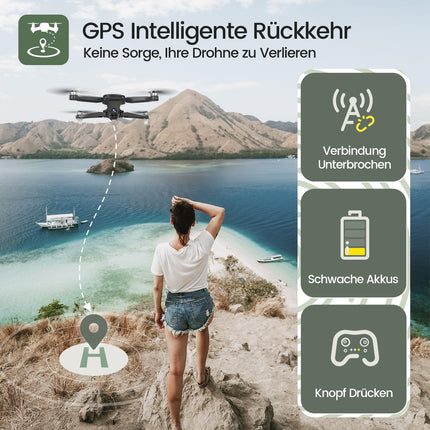 Holy Stone HS175D salokāms GPS drons ar 4K HD kameru, RC kvadrokopters ar 46 minūšu darbības rādiusu. Ilgs lidojuma laiks, seko man, bezsuku motors, lidojuma pieskāriens, interešu punktu augstuma saglabāšana, salokāms drons iesācējiem un pieaugušajiem, C0