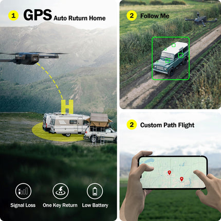 K600 GPS drons ar 4K kameru, tālvadības pulti ar UHD ekrānu, vēja izturīgs salokāms drons ar SD karti, drons ar pārnēsāšanas somu, automātiska lidošana pieaugušajiem un iesācējiem