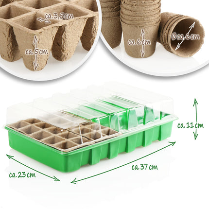 com-four® 68 daļu augu audzēšanas komplekts - iekštelpu siltumnīca augu audzēšanai - iekštelpu un āra audzēšanas komplekts - stādītājs ar stādu podiem un piederumiem (68 daļu audzēšanas komplekts zaļš/balts)