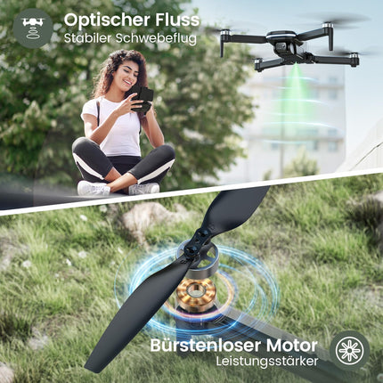 Holy Stone HS280D drons ar 1080P kameru, RC salokāms FPV drons ar 2 baterijām, ilgs lidojuma laiks, bezsuku motors, žestu vadība, kameru dronu āra pilns komplekts kvadrokopteram bērniem iesācējiem, C0