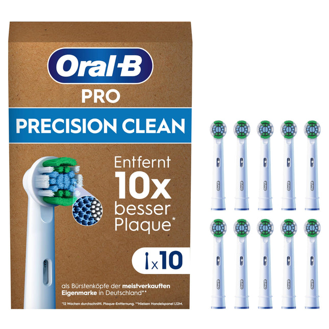 Oral-B Pro Precision Clean elektriskās zobu birstes galviņas, 10 gab. iepakojumā, zobu tīrīšana, X-Brush sariņi, oriģinālā Oral-B zobu birstes galviņa, iepakojums, kas saderīgs ar pastkastīti, izstrādāts Vācijā