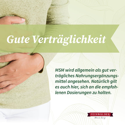 Feinwälder® MSM pulveris, 1000 g – 99,9 % tīrība, augstākā kvalitāte, organiskais sērs, metilsulfonilmetāns bez piedevām