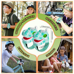 Fygurso dinozauru rācijas bērniem, bērnu rotaļlietas zēniem un meitenēm vecumā no 3 līdz 8 gadiem piedzīvojumiem brīvā dabā, kempingam, Helovīnam, Ziemassvētkiem (1000 m diapazons, 2 iepakojums)