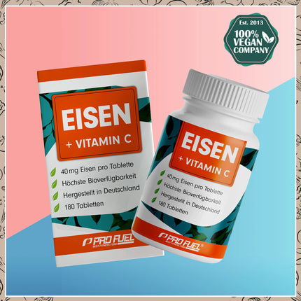 Dzelzs tabletes 180x ar 40 mg dzelzs + C vitamīnu (40 mg) no mežrozīšu augļiem - VEGĀNAS tabletes ar bioloģiski pieejamu, augstu bisglicināta devu - bez nevēlamām piedevām