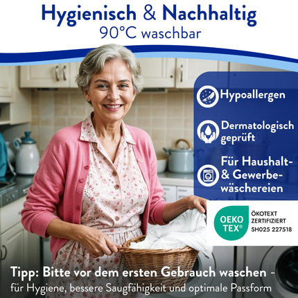 Harmony Care® mazgājams urīna nesaturēšanas ieliktnis 90x160 cm [ar neslīdošiem izciļņiem] - 1x neslīdošs urīna nesaturēšanas ieliktnis - elpojošs urīna nesaturēšanas gultas ieliktnis