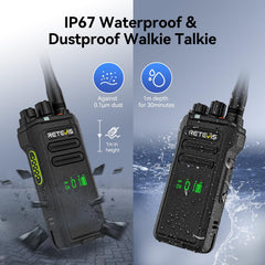 Retevis NR30D tāla darbības rādiusa rācijas, DMR divvirzienu rācijas, nākamās paaudzes trokšņu slāpēšana, IP67, 2800 mAh, saderīgas ar Moto AES256 viesnīcām (melnas, 3 iepakojumā)