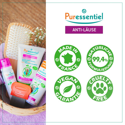 Puressentiel - pret utīm šampūna-maska ​​2 vienā ar ķemmi - dabīgs līdzeklis pret utīm, kāpuriem un gnīdām - aktīvā viela 100% dabīgas izcelsmes - 150 ml