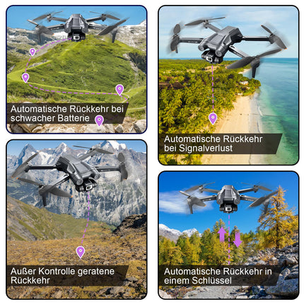 MINGPINHUIUS GPS drons ar 4K HD kameru, tālvadības kvadrokopters ar automātisku atgriešanos, 5G WiFi attēla pārraide, 50 min. Ilgs lidojuma laiks ar bezkontaktu motoru, augstuma saglabāšanas bezgalvas režīmu