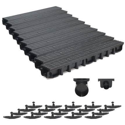 10 m drenāžas kanāls modulārajai sistēmai A15 98 mm, komplektā ar plastmasas režģi, Black Line