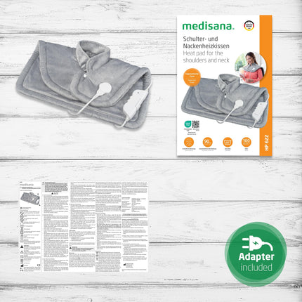 Medisana HP 622 sildošais paliktnis kaklam un pleciem, elektriskais sildošais apmetnis, pārkaršanas aizsardzība un automātiska izslēgšanās, 6 temperatūras iestatījumi, mazgājams, pelēks
