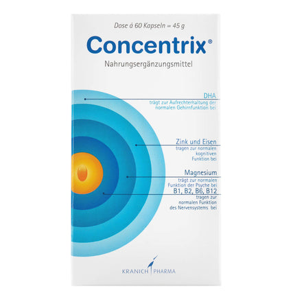 Concentrix® izmēģinājuma iepakojums, 60 kapsulas koncentrēšanās un uzmanības uzlabošanai