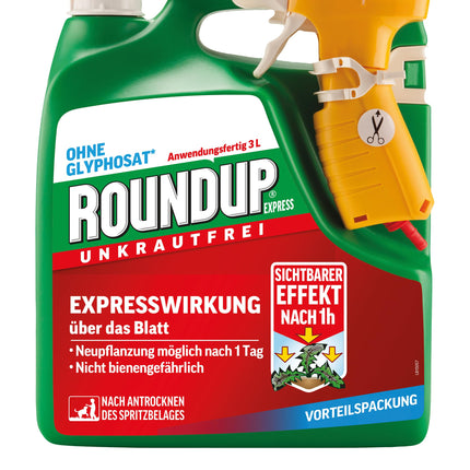 Roundup Weed Free Express, 3 litru smidzināšanas sistēma, gatavs lietošanai aerosols nezāļu, zāles un sūnu apkarošanai