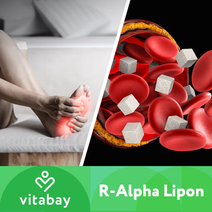 Vitabay R-alfa lipoīnskābe 300 mg - 120 kapsulas, augsta deva un vegāns - alfa lipoīnskābe ar augstu biopieejamību, laboratoriski pārbaudīta un ražota no augstas kvalitātes izejvielām