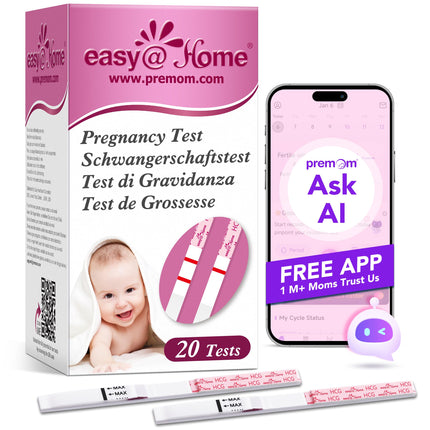 Easy@Home 20 x grūtniecības testi agrīnai noteikšanai 10 miu/ml - jutīgs un ātrs tests - agrīnas grūtniecības tests īpaši agrīnas grūtniecības testa strēmeles (20 HCG testi)