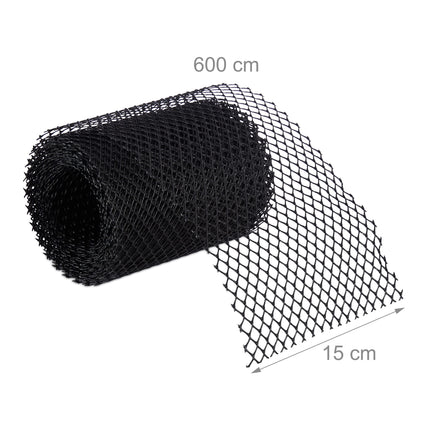 Relaxdays notekcauruļu lapu aizsargi, 2 gabalu komplekts, 6 m x 15 cm katrs, plastmasas lapu uztvērējs, 12 m lapu aizsargrežģis, melns